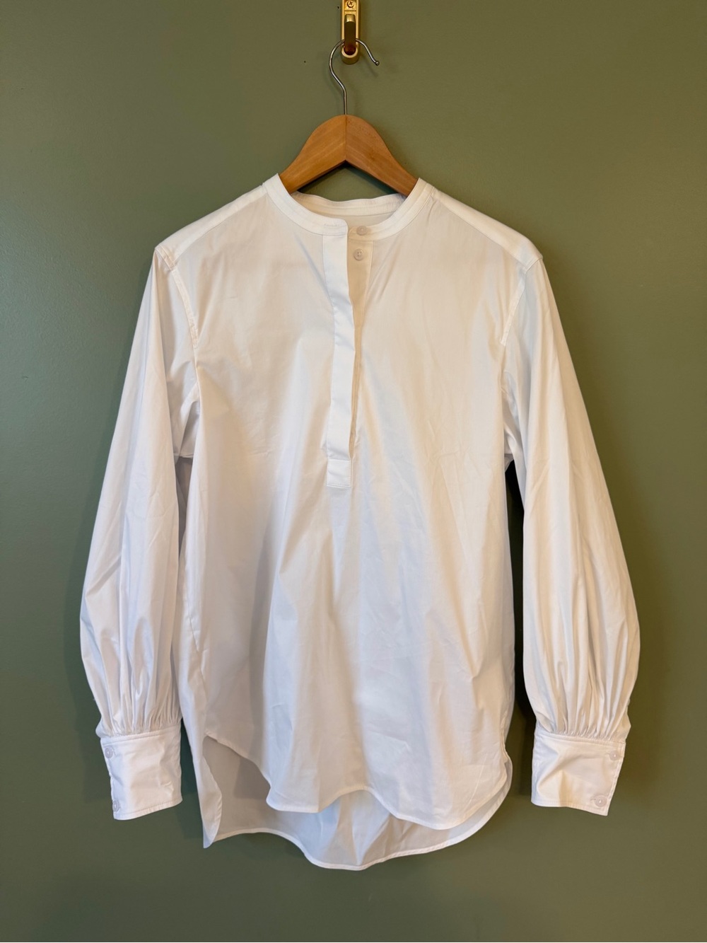 COS women’s White Poplin Button-Neck Shirt